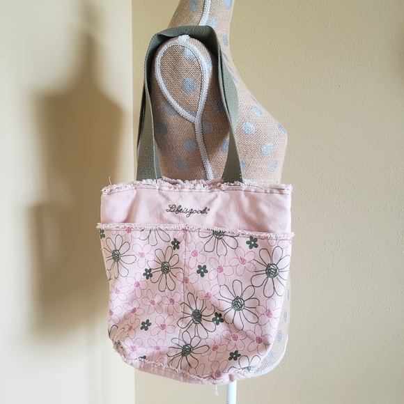 Life Is Good Handbags - Life is Good flower power cotton tote